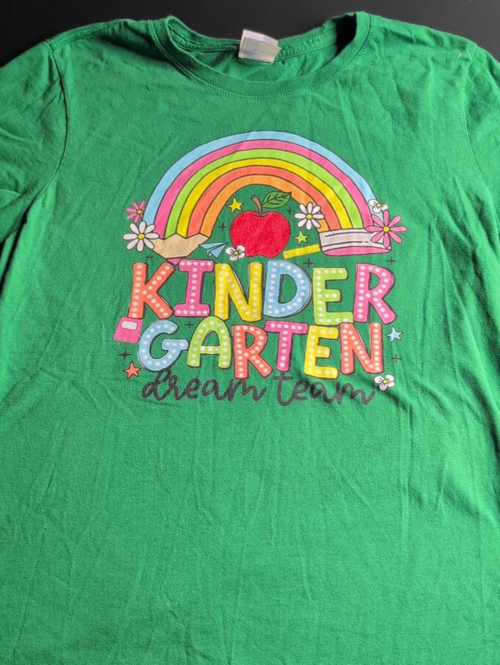 Green 'Kindergarten Dream Team' Graphic Short Sleeve Tee